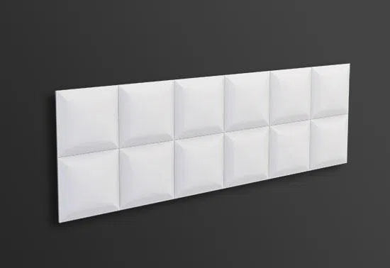 SQUARE ARSTYL® 3D Wall Panel on a black background, showcasing the elegant three-dimensional design | DecorMania UK